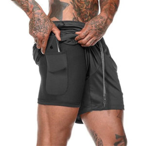 Men's Workout Running Shorts Lightweight Gym Fitness Sport Short Pants with Pocket,2 en 1